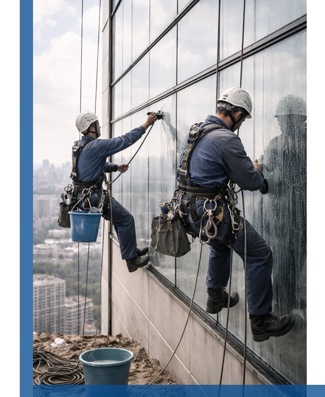 Профессиональная мойка фасадных окон альпинистами в Нижнекамске