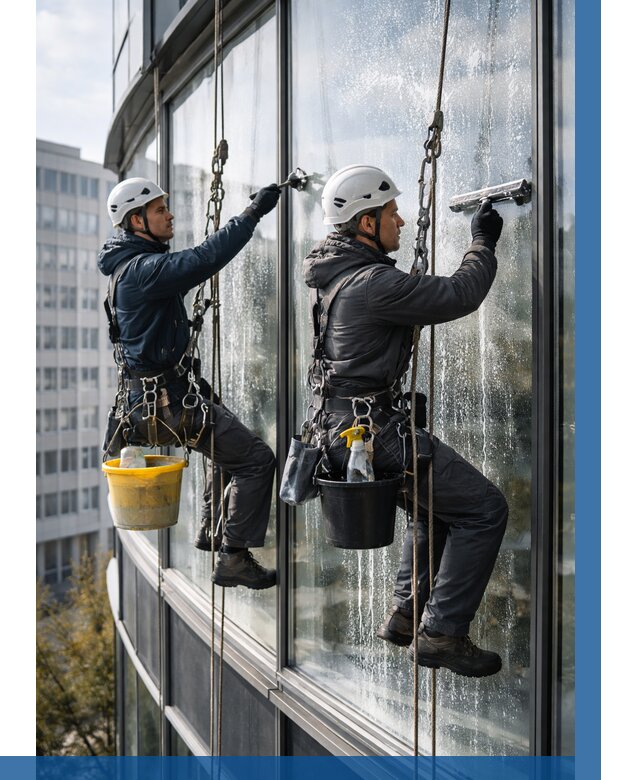 Мойка панорамных окон в Нижнекамске от 355 р. заказать у ВЫСОТНИК-Нжм