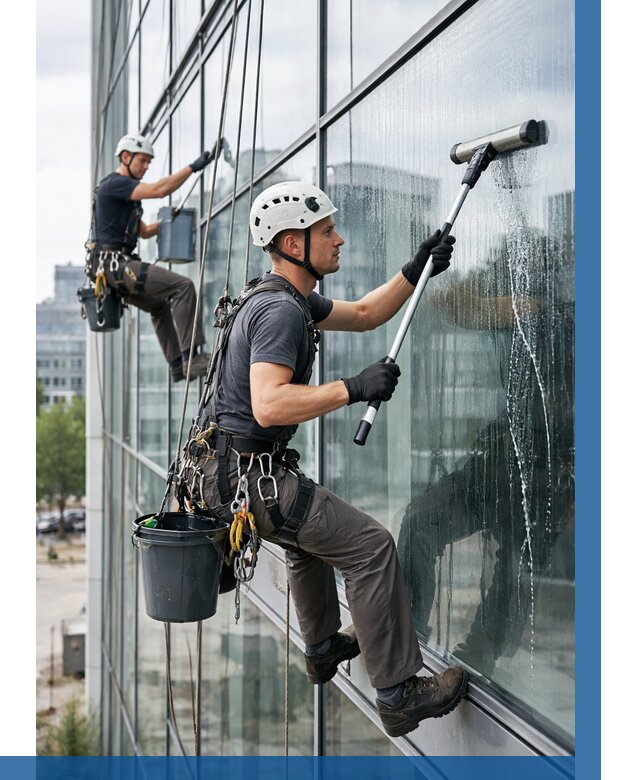 Мойка витражей альпинистами в Нижнекамске от 710 р. под ключ|ВЫСОТНИК-Нжм