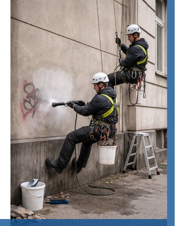 Удаление граффити с фасада в Нижнекамске от 4563 р. | ВЫСОТНИК-Нжм