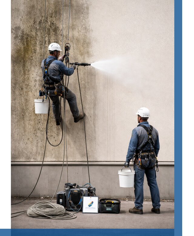 Очистка фасада от плесени в Нижнекамске от 304 р. | ВЫСОТНИК-Нжм