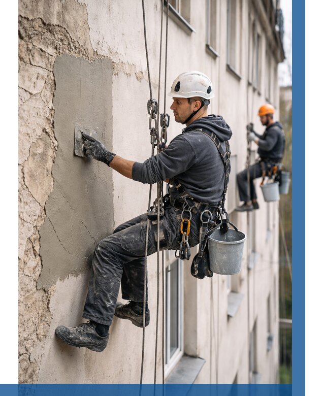 Восстановление штукатурки фасада в Нижнекамске от 1217 р. | ВЫСОТНИК-Нжм