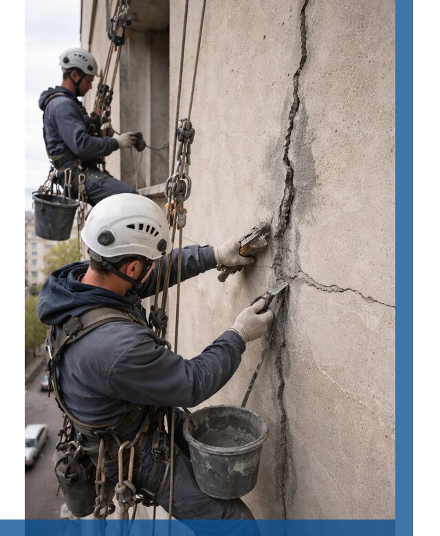 Заделка трещин на фасаде в Нижнекамске от 913 р. | ВЫСОТНИК-Нжм