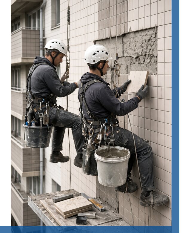 Ремонт облицовки фасада плиткой в Нижнекамске от 1825 р. | ВЫСОТНИК-Нжм