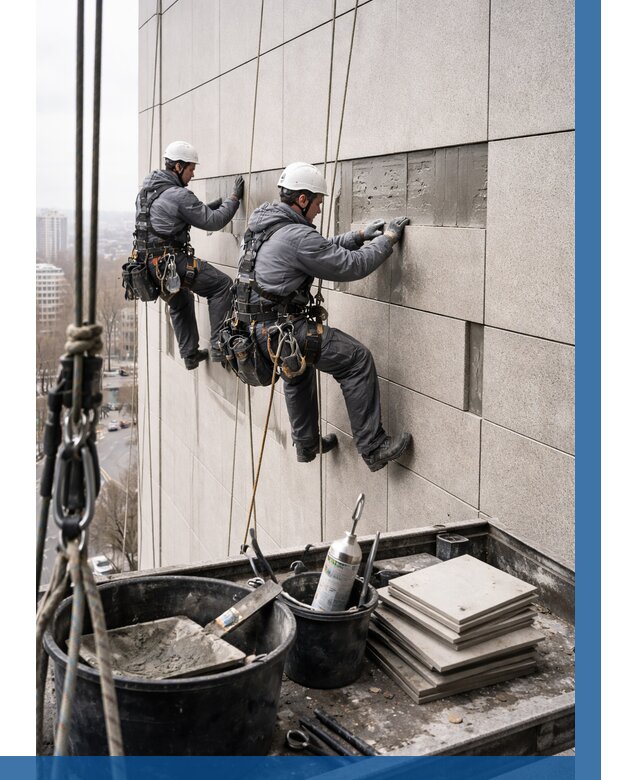 Ремонт фасада из керамогранита в Нижнекамске от 2535 р. | ВЫСОТНИК-Нжм