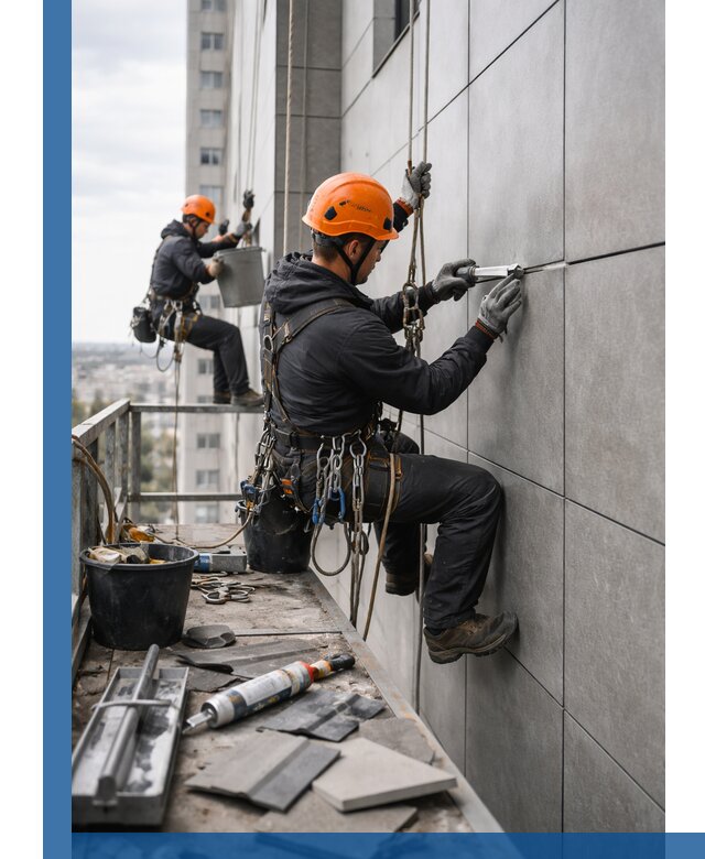 Профессиональный ремонт фасада из керамогранита в Нижнекамске