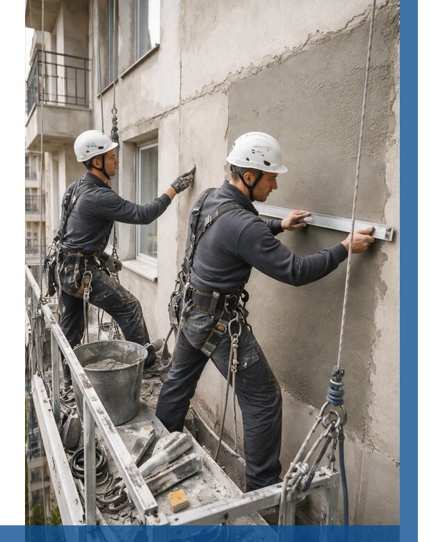 Штукатурка фасада на высоте в Нижнекамске от 913 р. | ВЫСОТНИК-Нжм