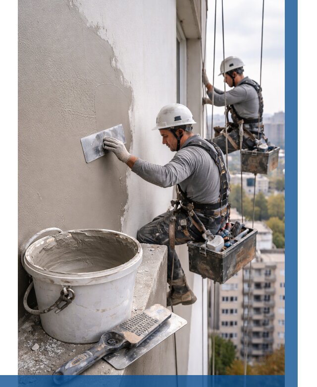 Шпаклевка фасада на высоте в Нижнекамске от 710 р. | ВЫСОТНИК-Нжм