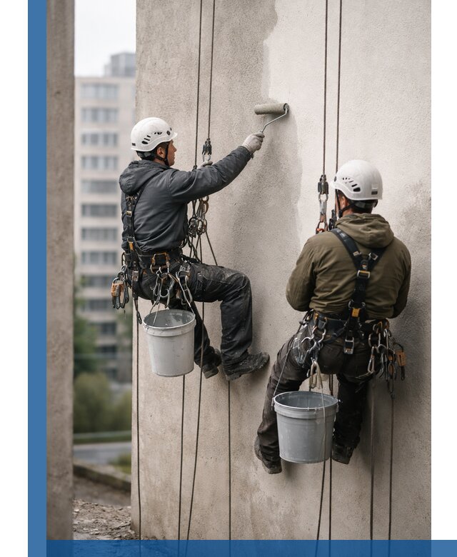 Покраска фасадов высотными альпинистами в Нижнекамске с гарантией