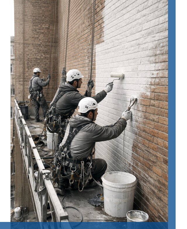 Покраска кирпичного фасада в Нижнекамске от 355 р. | ВЫСОТНИК-Нжм