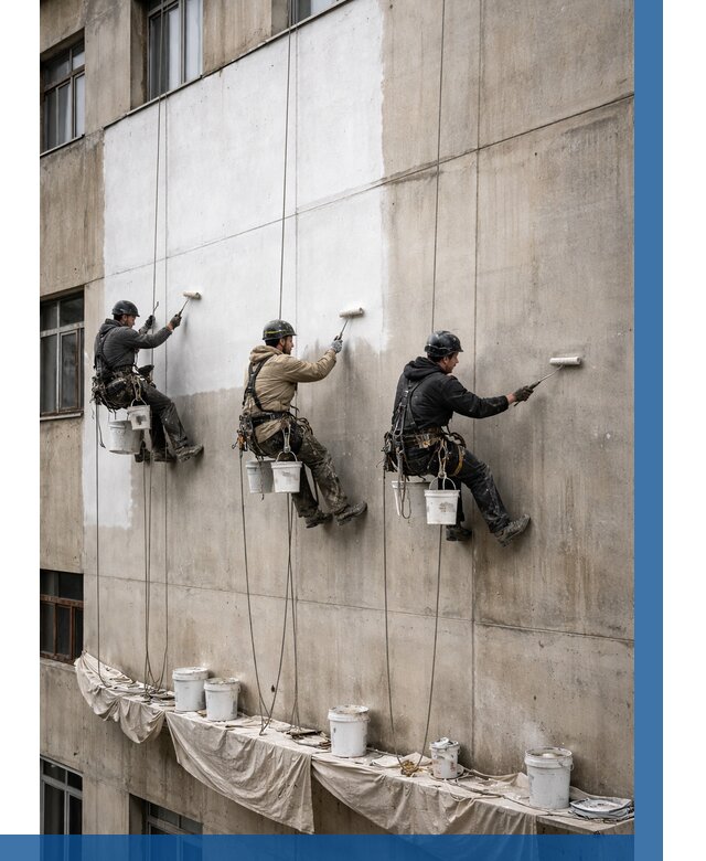 Покраска бетонного фасада в Нижнекамске от 355 р за м2 | ВЫСОТНИК-Нжм