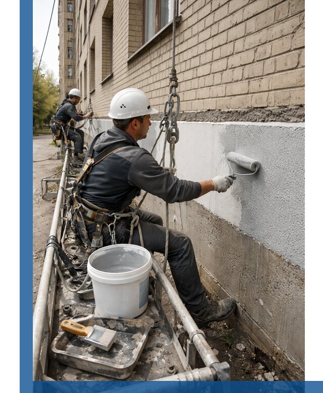 Окраска цоколя здания в Нижнекамске профессионально и надежно