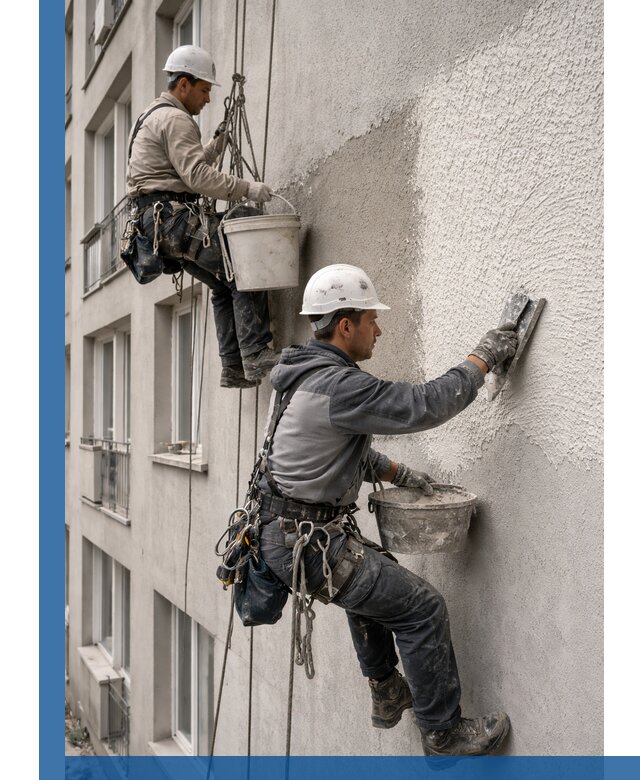 Нанесение декоративной штукатурки короед на фасад в Нижнекамске