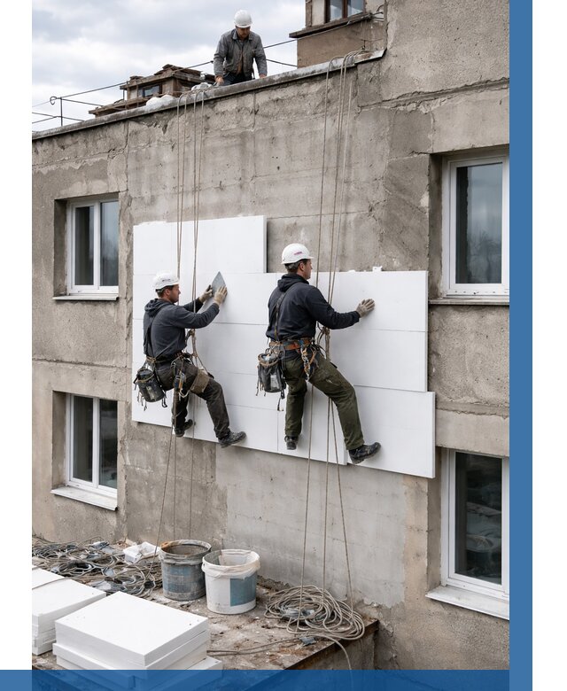 Утепление фасада пенополистиролом в Нижнекамске от 1825 р. | ВЫСОТНИК-Нжм