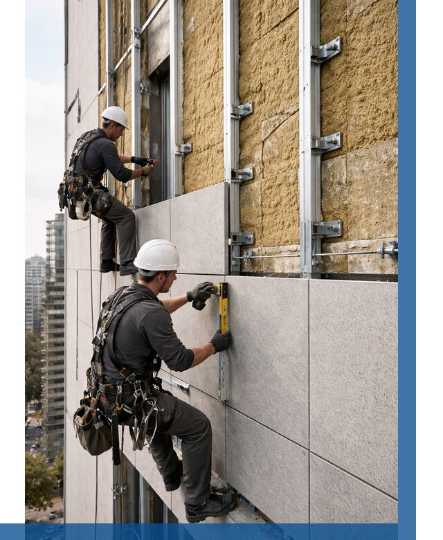 Монтаж вентилируемого фасада в Нижнекамске от 3549 р. | ВЫСОТНИК-Нжм