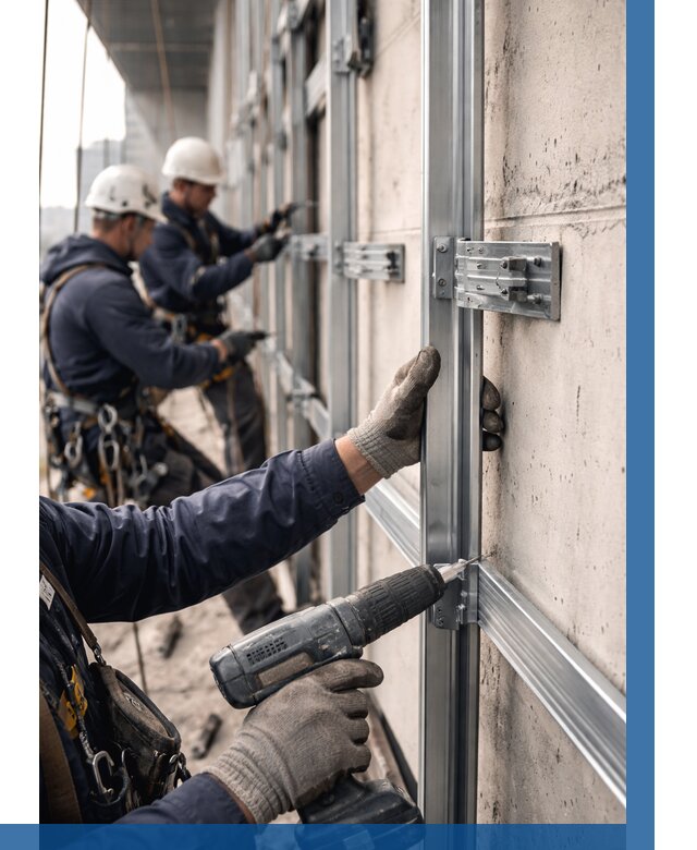 Монтаж подсистемы вентфасада в Нижнекамске от 862 р. | ВЫСОТНИК-Нжм