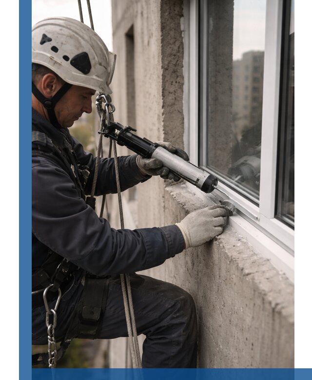 Герметизация оконных швов снаружи в Нижнекамске профессионально