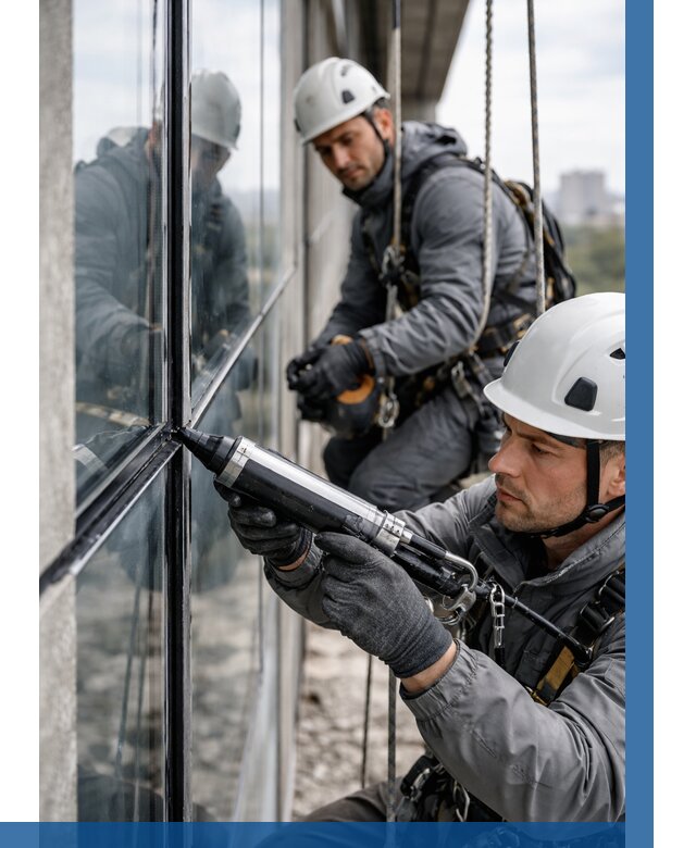 Герметизация витражных швов в Нижнекамске от 659 р. | ВЫСОТНИК-Нжм