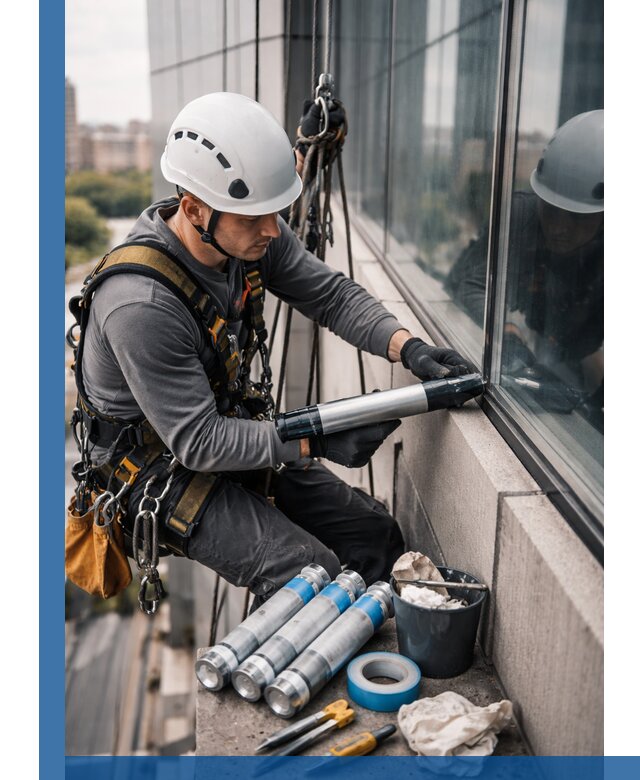 Герметизация стыков витража в Нижнекамске для герметичных фасадов