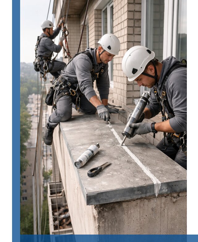 Герметизация балконного козырька в Нижнекамске профессионально