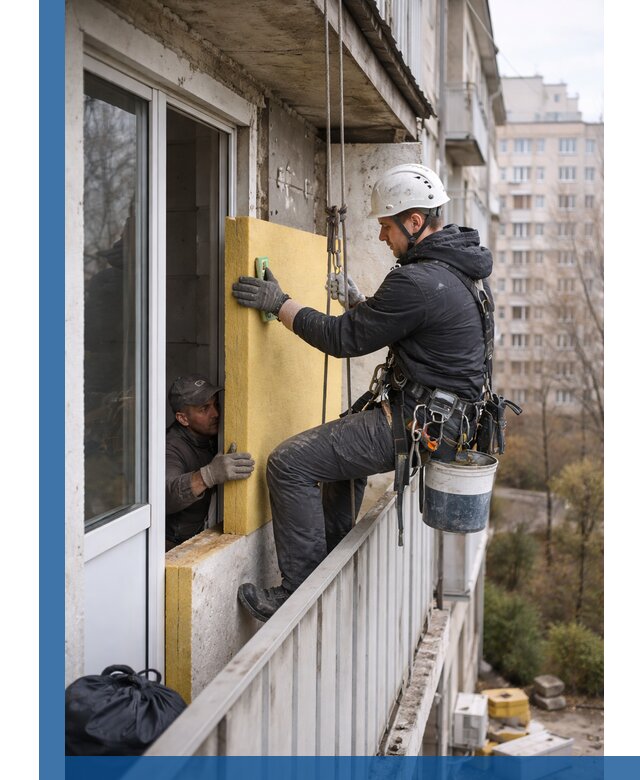 Профессиональное утепление балкона снаружи в Нижнекамске под ключ
