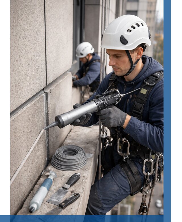 Герметизация деформационных швов фасада в Нижнекамске от 710 | ВЫСОТНИК-Нжм