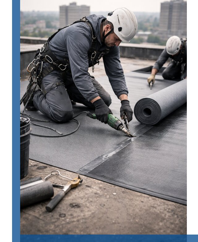 Ремонт мягкой кровли в Нижнекамске с выездом промальпинистов
