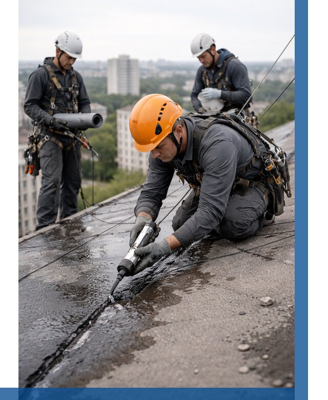 Устранение протечек кровли в Нижнекамске от 12167 р. | ВЫСОТНИК-Нжм