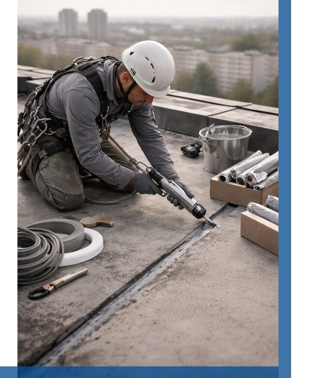 Герметизация швов кровли в Нижнекамске от 456 р./м2 | ВЫСОТНИК-Нжм