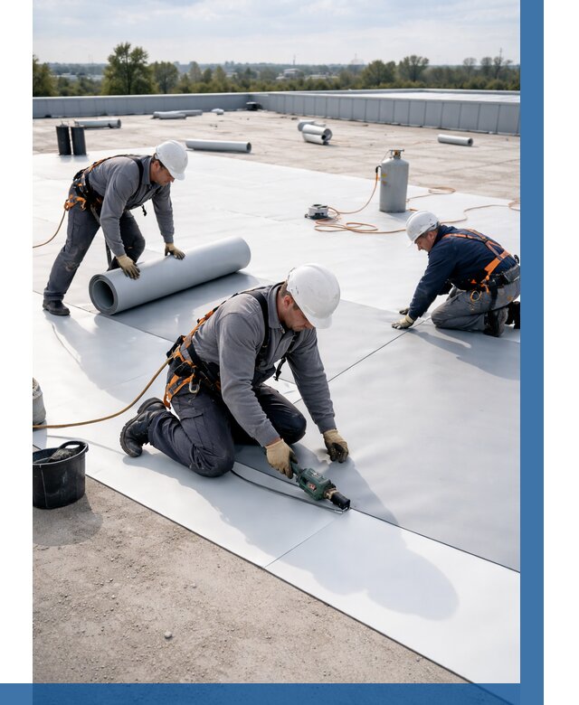 Монтаж мембранной кровли под ключ в Нижнекамске от 1217 р. | ВЫСОТНИК-Нжм