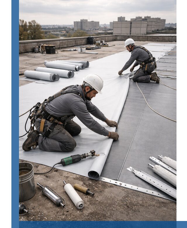 Монтаж мембранной кровли в Нижнекамске для промышленных зданий