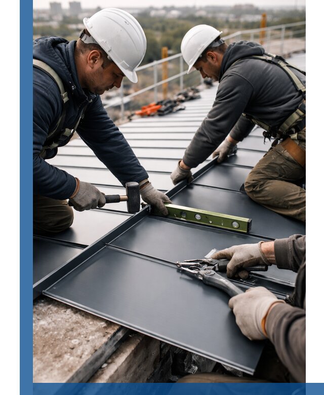 Монтаж фальцевой кровли в Нижнекамске для промышленных зданий