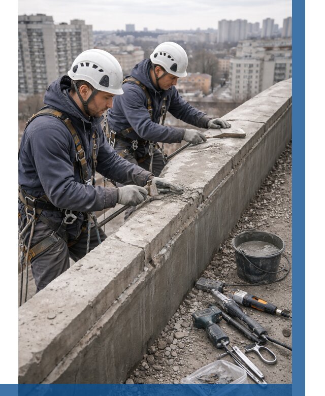 Ремонт парапета на кровле в Нижнекамске от 1521 р. | ВЫСОТНИК-Нжм