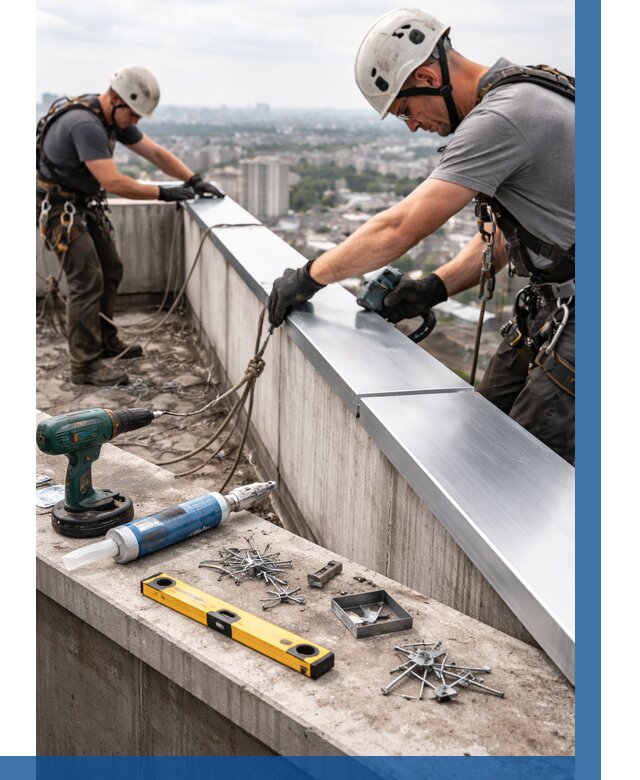 Монтаж парапетных крышек в Нижнекамске от 811 р. | ВЫСОТНИК-Нжм