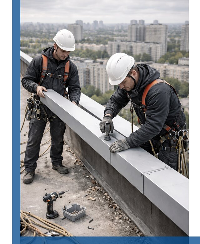 Монтаж парапетных крышек и ограждений кровли в Нижнекамске