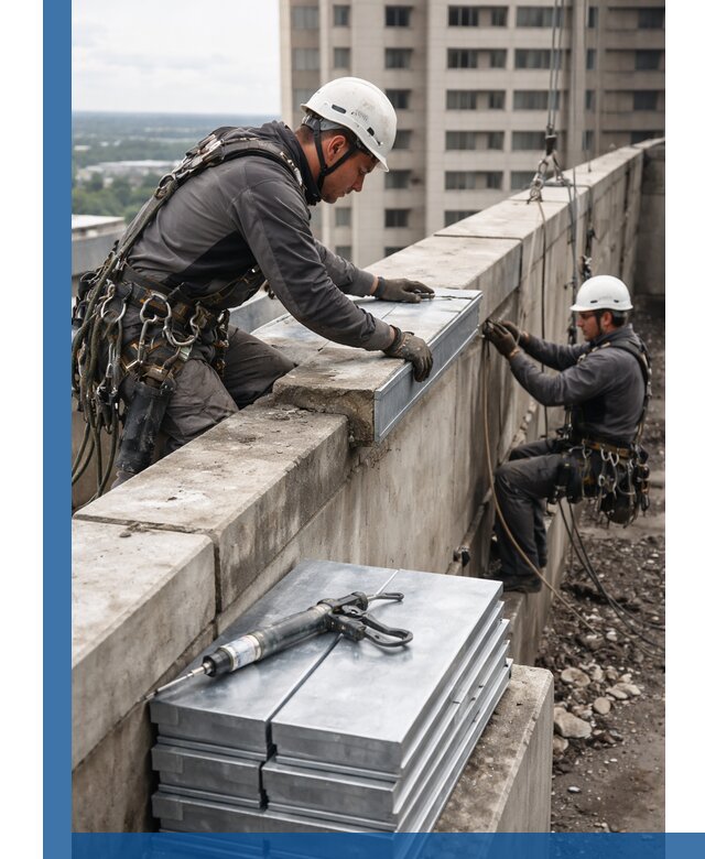 Замена парапетных крышек и установка новых в Нижнекамске