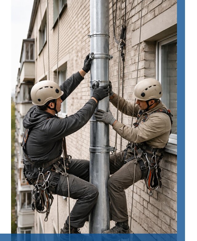 Замена водосточных труб в Нижнекамске от 6590 р. | ВЫСОТНИК-Нжм