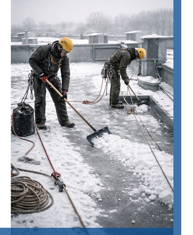 Очистка крыши от снега в Нижнекамске от 7604 р. | ВЫСОТНИК-Нжм