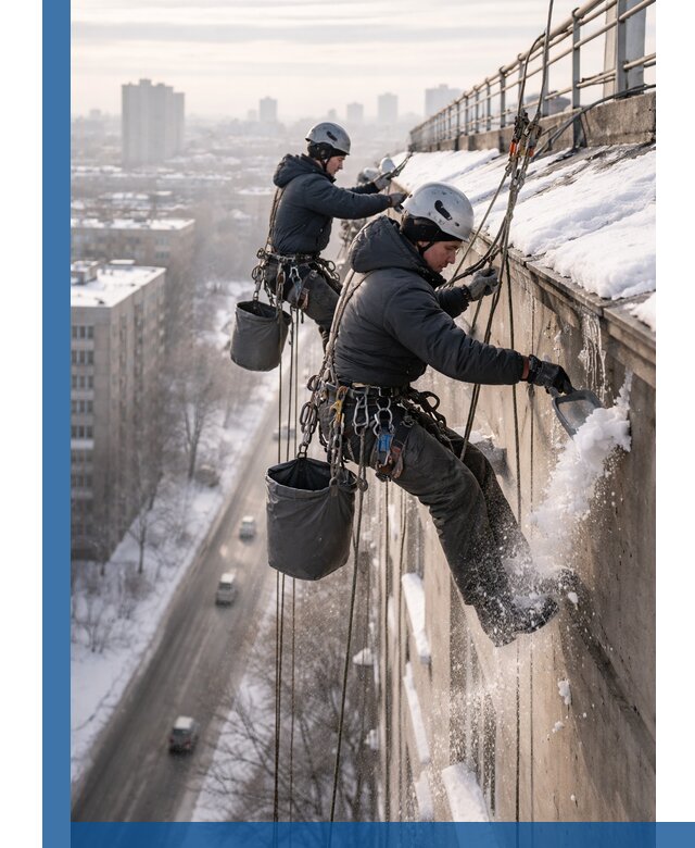 Очистка карнизов от снега в Нижнекамске профессионально и безопасно