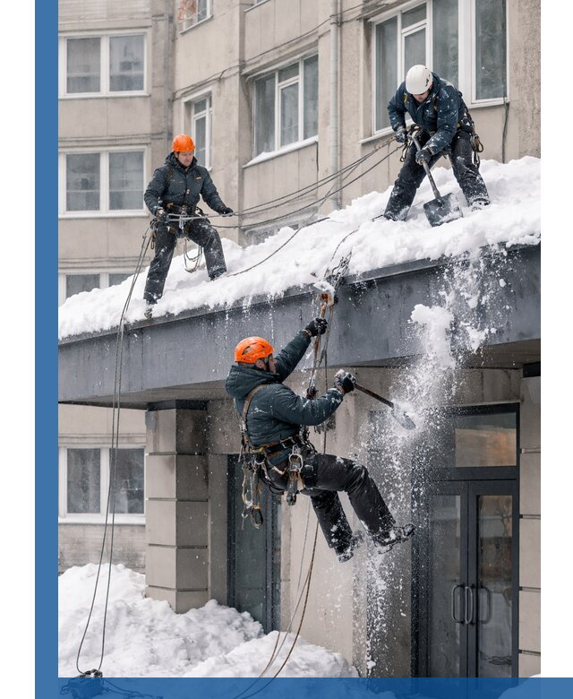 Безопасная очистка навесов от снега в Нижнекамске круглогодично