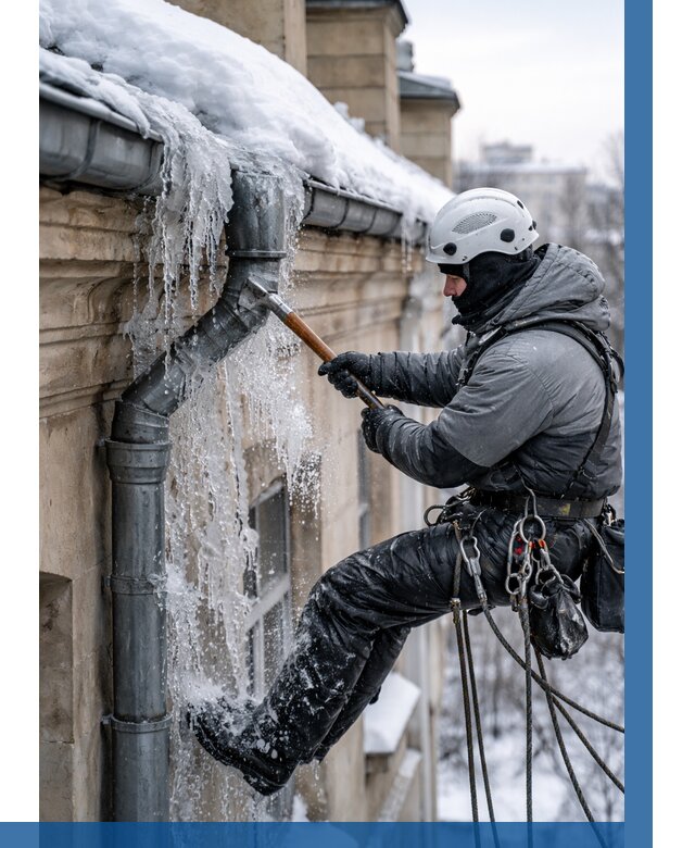Очистка водостоков от льда в Нижнекамске от 3549 р. | ВЫСОТНИК-Нжм