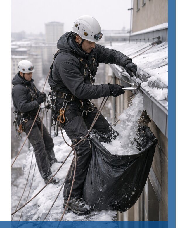 Аварийная очистка крыши в Нижнекамске под ключ от 304 р. | ВЫСОТНИК-Нжм