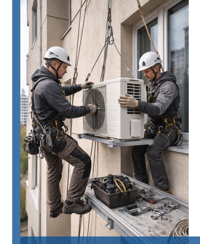 Перенос внешнего блока кондиционера в Нижнекамске с монтажом и крепежом