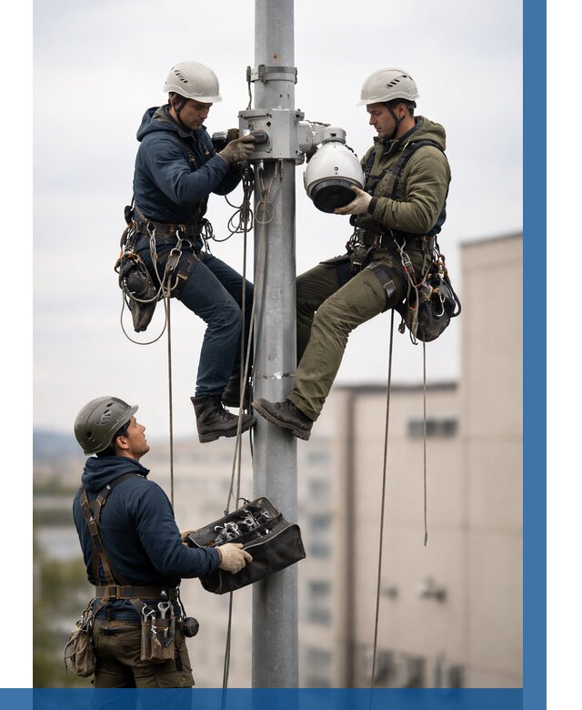 Установка видеокамер на мачте в Нижнекамске от 8618 р. | ВЫСОТНИК-Нжм