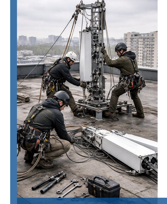 Демонтаж антенн на крыше зданий в Нижнекамске с гарантией