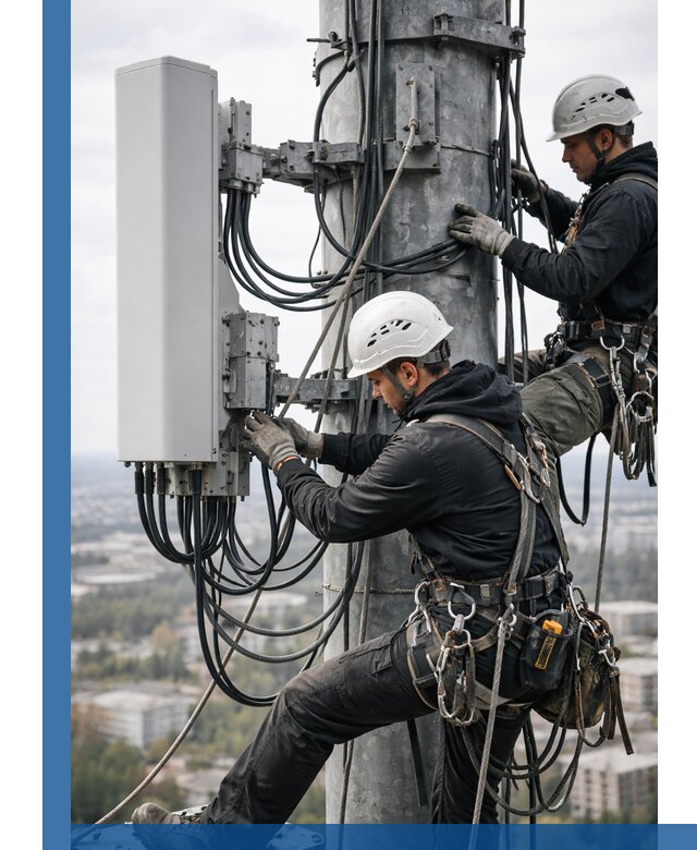 Монтаж оборудования связи на мачте в Нижнекамске с пусконаладкой