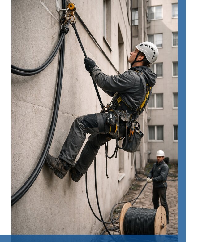 Протяжка кабеля питания на высоте в Нижнекамске от 456 р. | ВЫСОТНИК-Нжм