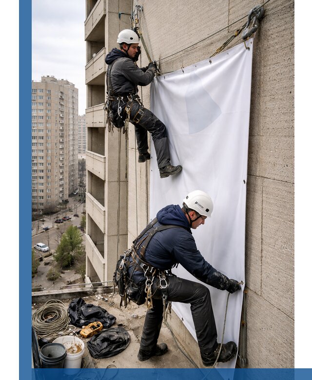 Профессиональный монтаж баннеров на фасаде в Нижнекамске