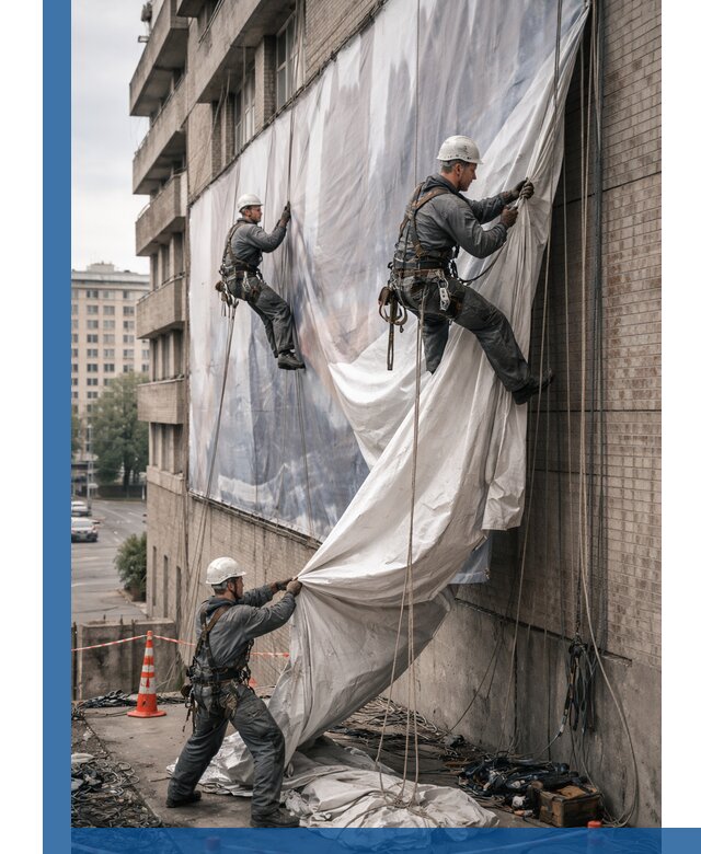 Демонтаж баннеров с фасада в Нижнекамске оперативно и безопасно