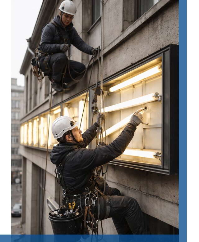 Замена ламп в вывеске в Нижнекамске под ключ от 3549 р. | ВЫСОТНИК-Нжм